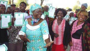 ZimAHEAD Coordinator Josephine with Facilitators MrsToriro and Rezen at a Community Health Club Graduation Ceremony