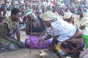 Women act out drama on main health and hygiene issues to enable everyone to learn whether they can read or not.