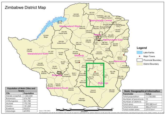 Zim District Map Reliefweb Masvingo 