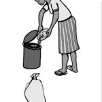 EH12 Woman using garbage bag in bin c