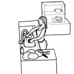 F13 - Girl Washing up pot rack